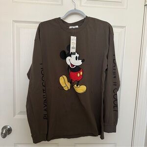 Mickey Mouse Graphic Long Sleeve Tee - grey/brown color
